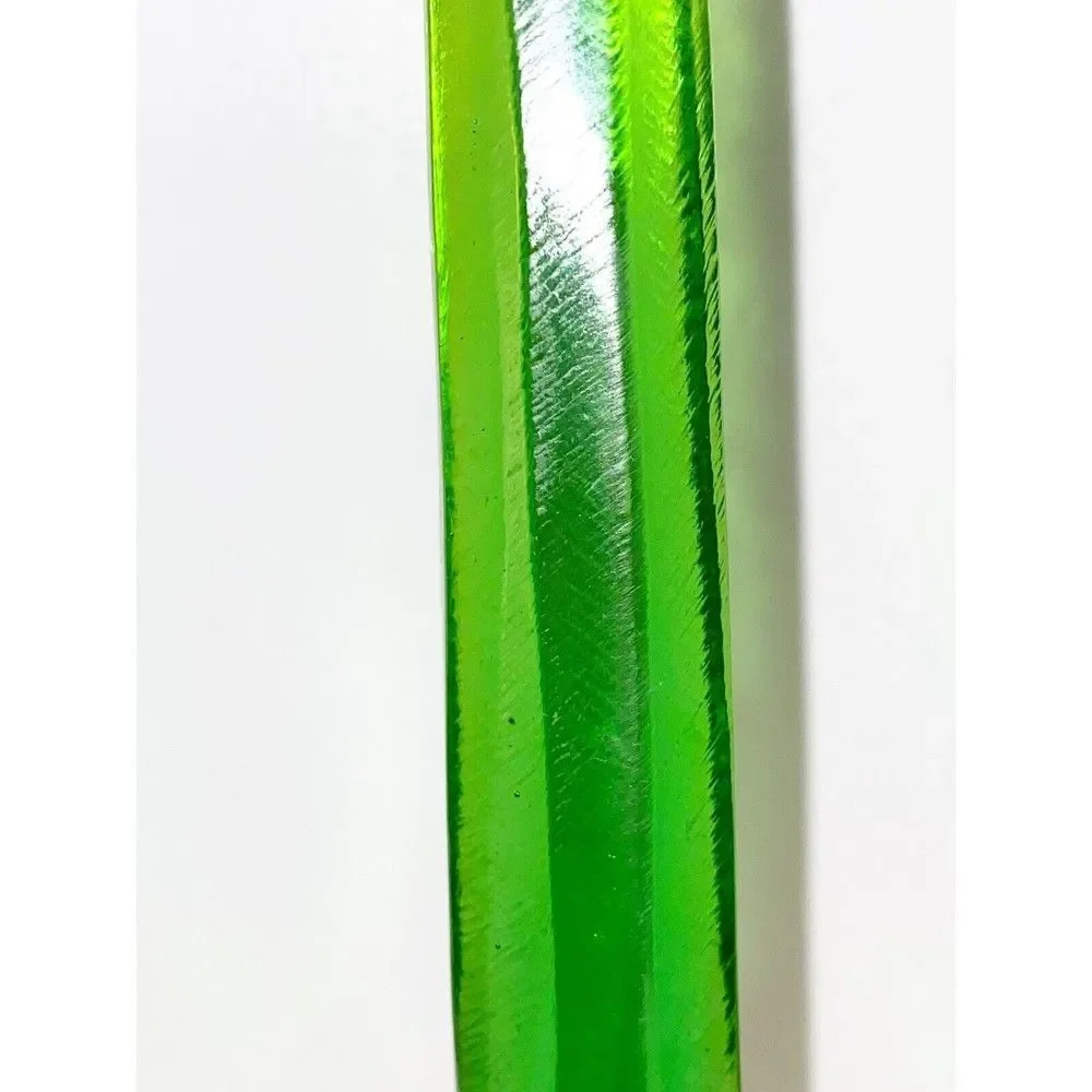 MCM Vintage Green and Yellow Tall Candlestick Holders Brushed Acrylic